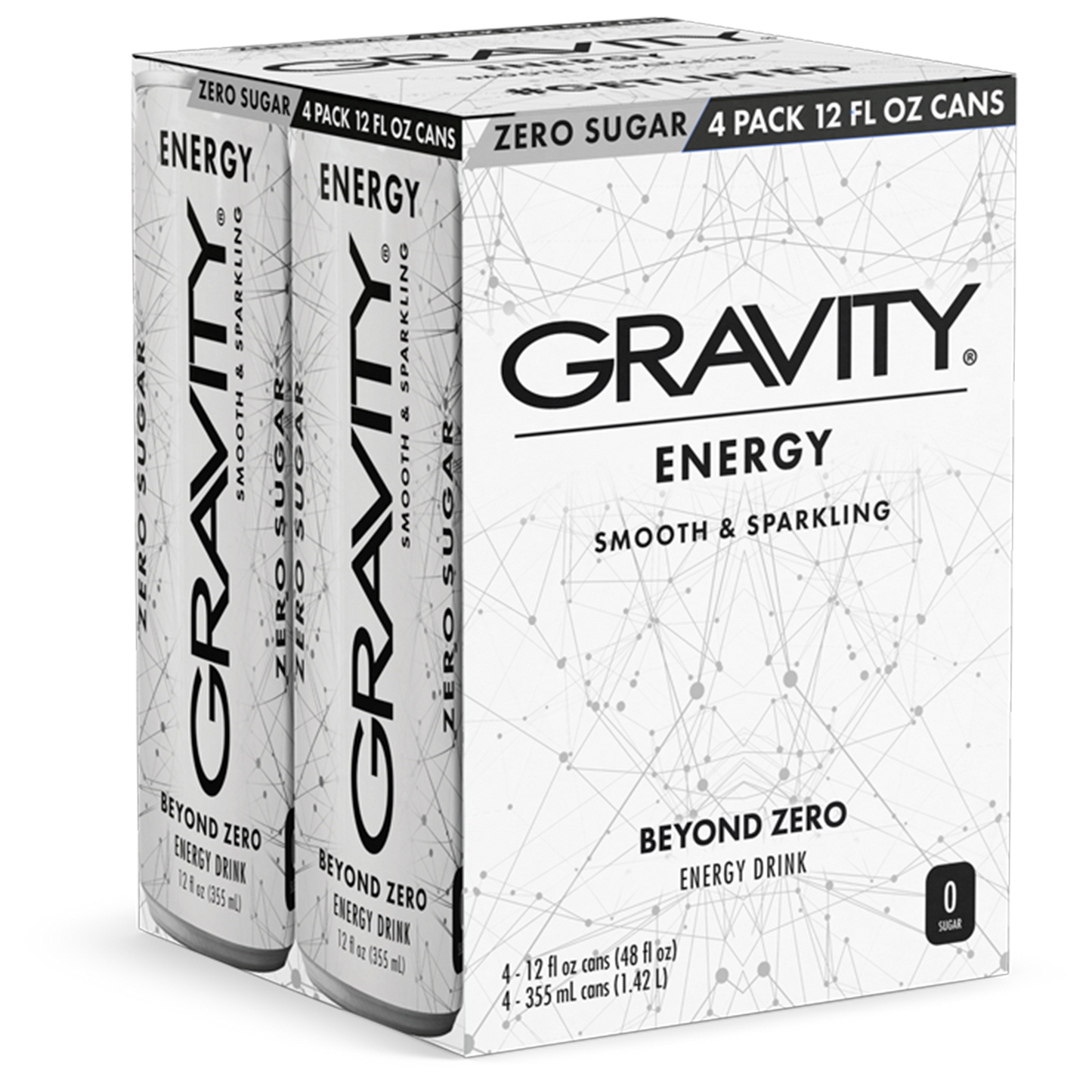 4 Pack - Gravity Energy Drink, Beyond Zero, 12 Fl Oz, Sugar Free, Natural Caffeine from Green Coffee…